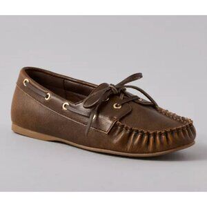 AE Boat Shoe in Brown Faux Leather NEW
